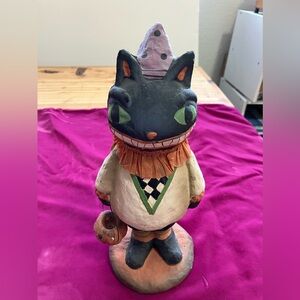 Retro Black Cat Figure“Vintage Inspired Design 11” Plaster &Crepe Paper